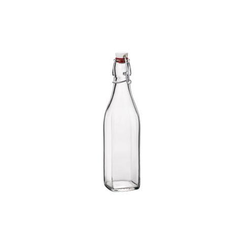 BORMIOLI ROCCO SWING BOTTLE w/WHITE TOP 0.5lt CLEAR (3.14740 (*330-099*) = PACK OF 12 X EACHES