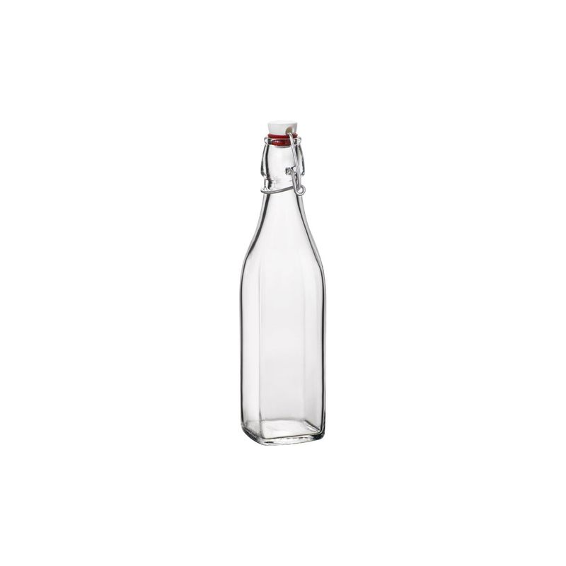 BORMIOLI ROCCO SWING BOTTLE w/WHITE TOP 0.5lt CLEAR (3.14740 (*330-099*) = PACK OF 12 X EACHES