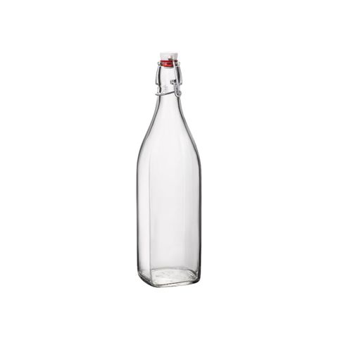 BORMIOLI ROCCO SWING BOTTLE w/WHITE TOP 1.0lt CLEAR (3.14720 (*330-100*) = PACK OF 6 X EACHES