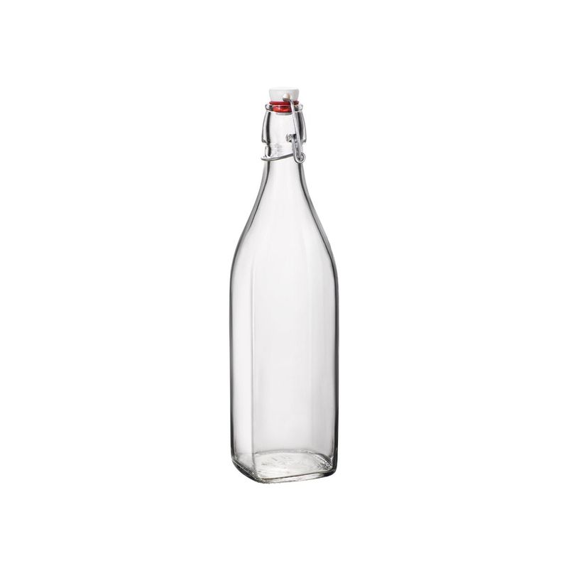 BORMIOLI ROCCO SWING BOTTLE w/WHITE TOP 1.0lt CLEAR (3.14720 (*330-100*) = PACK OF 6 X EACHES