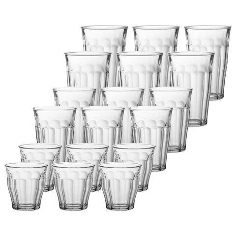 DURALEX PICARDIE TUMBLER SET 18pc CLEAR (9032AS18) (*550-005*) = PACK OF 2 X SETS
