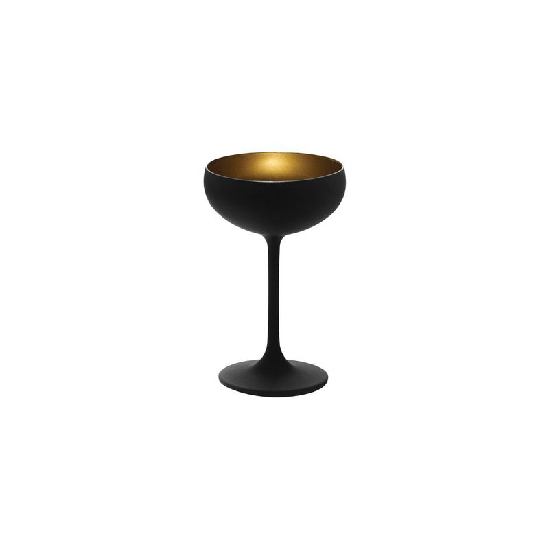 STOLZLE OLYMPIC CHAMPAGNE COUPE 230ml MATT BLACK/GOLD (*365-405*) = PACK OF 24 X EACHES