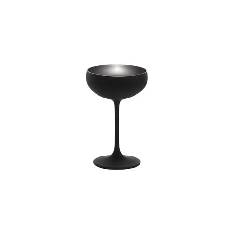 STOLZLE OLYMPIC CHAMPAGNE COUPE 230ml MATT BLACK/SILVER (*365-406*) = PACK OF 24 X EACHES