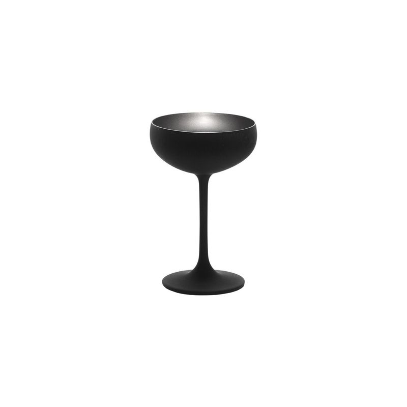 STOLZLE OLYMPIC CHAMPAGNE COUPE 230ml MATT BLACK/SILVER (*365-406*) = PACK OF 24 X EACHES