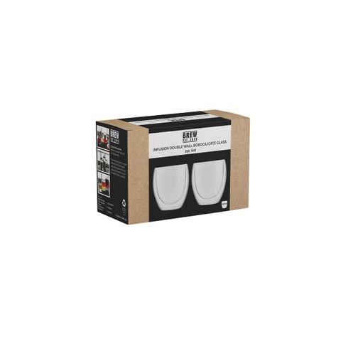 BREW INFUSION DOUBLE WALL TUMBLER 80x900mm, 220ml SET OF 2 (*BW9101*) = PACK OF 6 X SETS