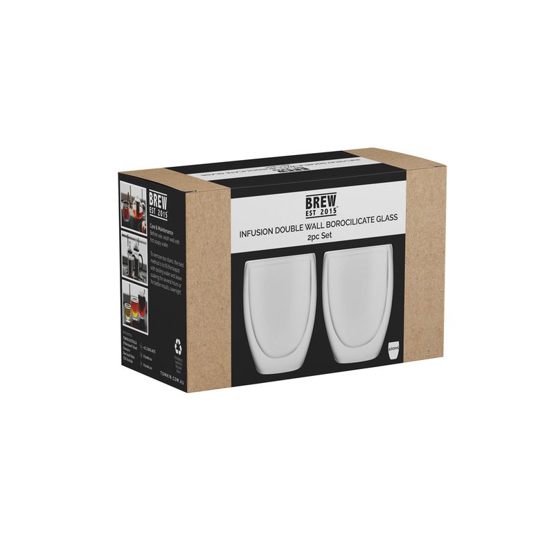 BREW INFUSION DOUBLE WALL TUMBLER 85x130mm, 400ml SET OF 2 (*BW9102*) = PACK OF 6 X SETS