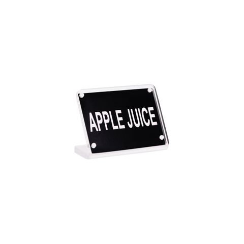 BUFFET SIGN- ACRYLIC w/S/S MAGNET PLATE "APPLE JUICE" (*81323*) = PACK OF 12 X EACHES