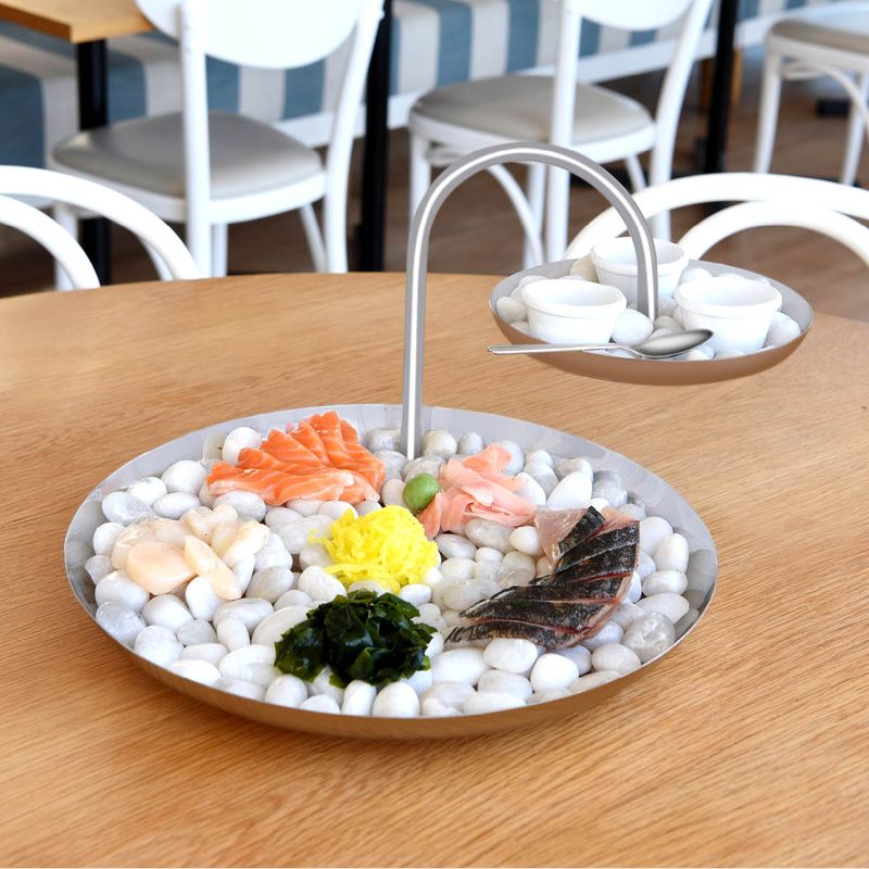 CHEF INOX ROUND 2-TIER SEAFOOD STAND S/S 360x360x240mm (*06992*) =  1 X EACH