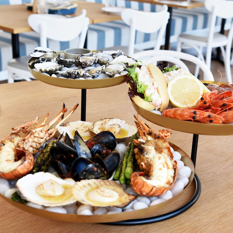 CHEF INOX 3-TIER PLATE SEAFOOD STAND BRASS/IRON 600x575x225m (*06994*) =  1 X EACH