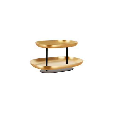 CHEF INOX 2-TIER SEAFOOD STAND SS/IRON 380x260x195mm BRASS (*06991*) =  1 X EACH