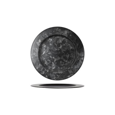 CHEF INOX CONEY IS GALV BLACK ROUND PLATE WIDE RIM 230mm (*78758*) =  1 X EACH