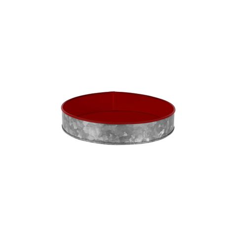 CHEF INOX CONEY IS GALVANISED ROUND TRAY 240x45mm DIPPED RED (*78672*) =  1 X EACH