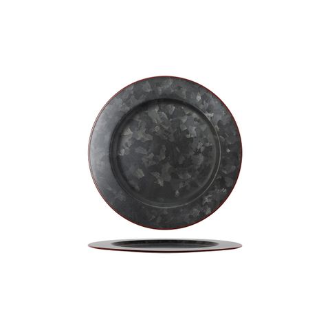 CHEF INOX CONEY IS GALV BLACK ROUND PLATE WIDE RIM 230mm RED (*78760*) =  1 X EACH