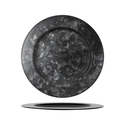 CHEF INOX CONEY IS GALV BLACK ROUND PLATE WIDE RIM 280mm (*78762*) =  1 X EACH