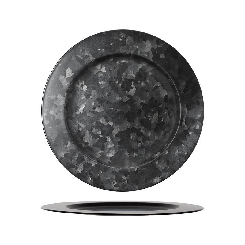 CHEF INOX CONEY IS GALV BLACK ROUND PLATE WIDE RIM 280mm (*78762*) =  1 X EACH
