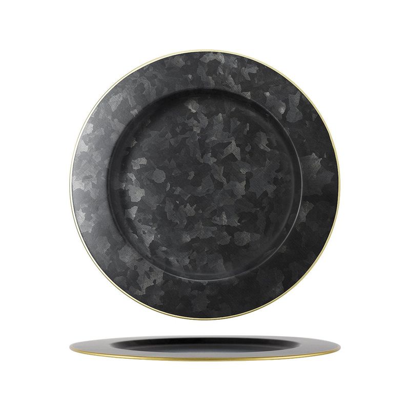 CHEF INOX CONEY IS GALV BLACK RND PLATE WIDE RIM 280mm GOLD (*78764*) =  1 X EACH