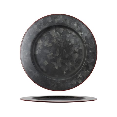 CHEF INOX CONEY IS GALV BLACK ROUND PLATE WIDE RIM 280mm RED (*78763*) = PACK OF 12 X EACHES