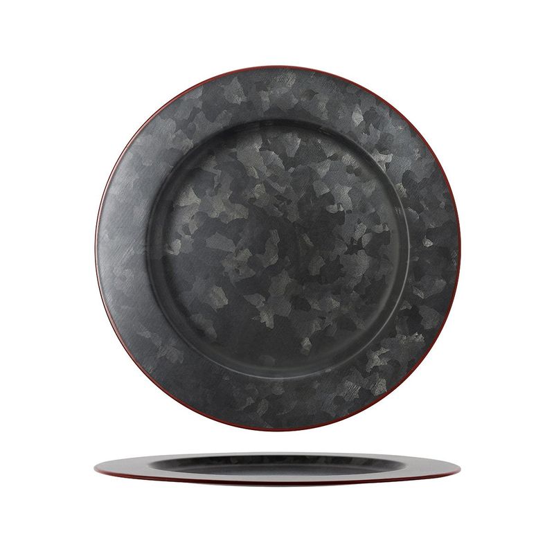 CHEF INOX CONEY IS GALV BLACK ROUND PLATE WIDE RIM 280mm RED (*78763*) = PACK OF 12 X EACHES