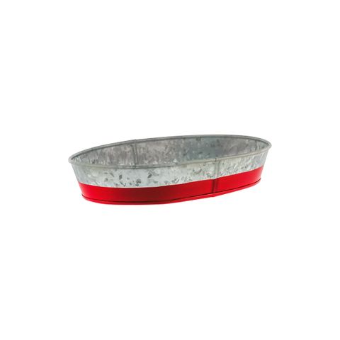 CHEF INOX CONEY IS GALV OVAL TRAY 270x190x45mm DIPPED RED (*78662*) =  1 X EACH