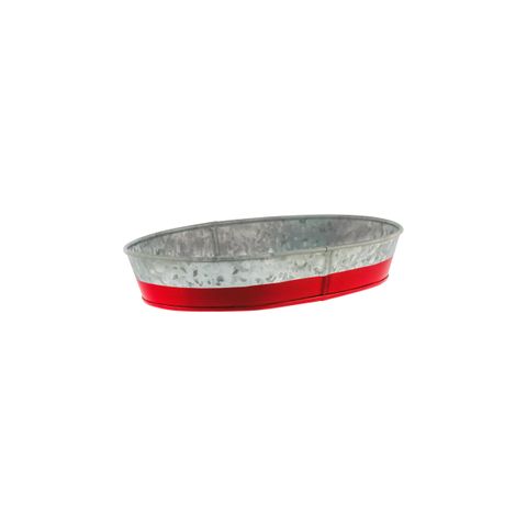 CHEF INOX CONEY IS GALV OVAL TRAY 240x160x45mm DIPPED RED (*78652*) =  1 X EACH