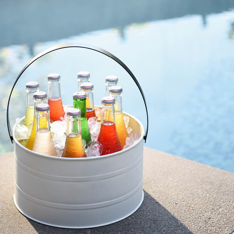 CONEY ISL-GALVANISED CREME P/C ROUND PAIL LTHR HDL 285x150mm (*78840*) = PACK OF 6 X EACHES