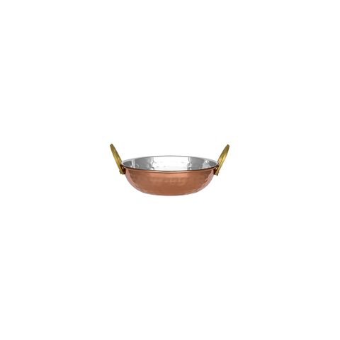 CHEF INOX KADAI BOWL w/HDLS, S/S w/COPPER PLATE 130x40mm (*07494*) = PACK OF 12 X EACHES