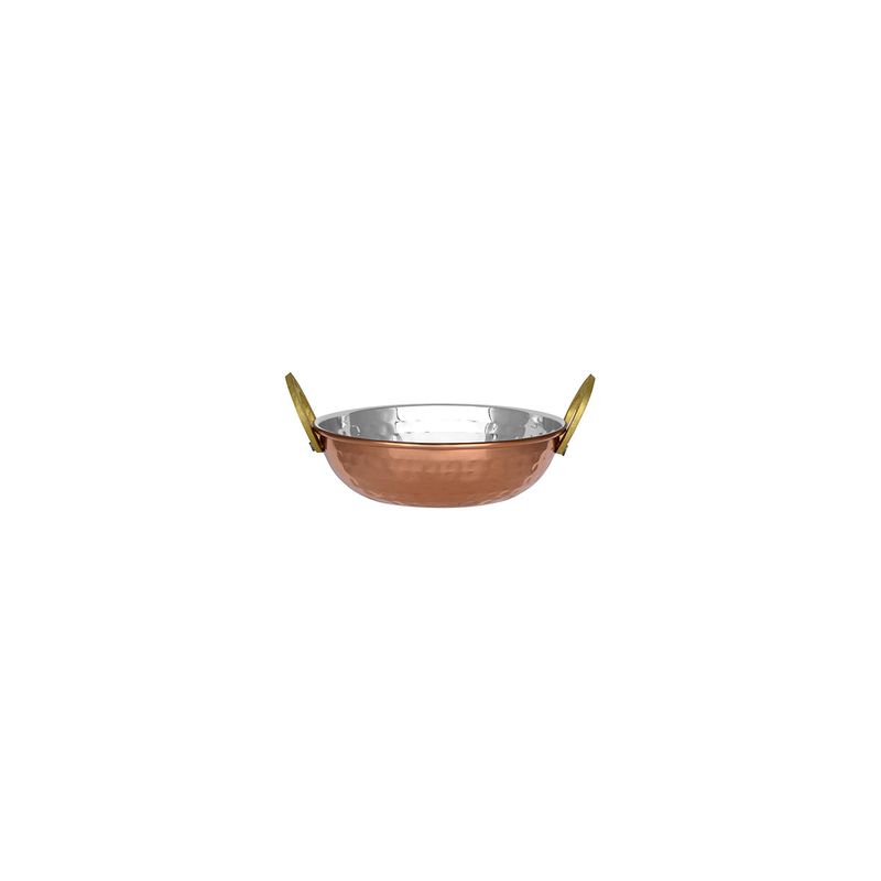 CHEF INOX KADAI BOWL w/HDLS, S/S w/COPPER PLATE 130x40mm (*07494*) = PACK OF 12 X EACHES