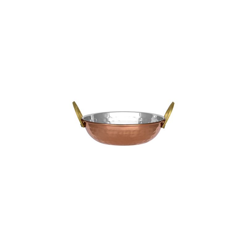 CHEF INOX KADAI BOWL w/HDLS S/S w/COPPER PLATE 145x45mm (*07495*) = PACK OF 12 X EACHES