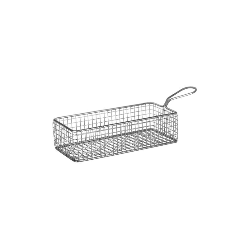 CHEF INOX RECTANGULAR SERVING BASKET w/HDL WIRE 220x100x60mm (*07687*) = PACK OF 6 X EACHES