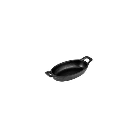 CHEF INOX MINI OVAL GRATIN DISH w/HDLS CAST IRON 150x95x30mm (*04627*) =  1 X EACH