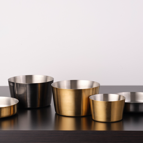 CHEF INOX MINIATURE SAUCE PAN W/O HDL BRUSHED BRASS 100mm (*MINI-08299*) = PACK OF 6 X EACHES
