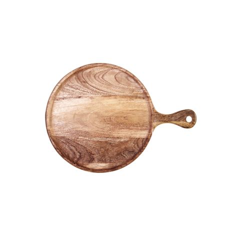 CHEF INOX RND SERVING BOARD w/HDL MANGOWOOD 570x20mm NAT (*04925*) =  1 X EACH