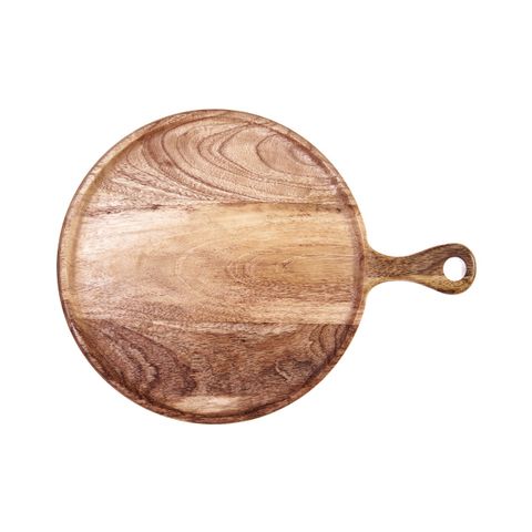 CHEF INOX RND SERVING BOARD w/HDL MANGOWOOD 300x400x15mm NAT (*04895*) =  1 X EACH