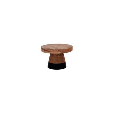 CHEF INOX SERVE RND CAKE STAND ACACIA BLACK BORDER 200x140mm (*04745*) = PACK OF 4 X EACHES