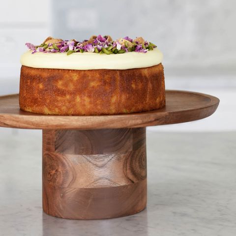 CHEF INOX SERVE RND CAKE STAND ACACIA BLACK BORDER 300x130mm (*04748*) = PACK OF 4 X EACHES