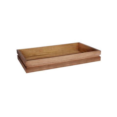 CHEF INOX SERVE DISPLAY TRAY ACACIA GN 1/1 530x325x75mm (*04796*) = PACK OF 4 X EACHES