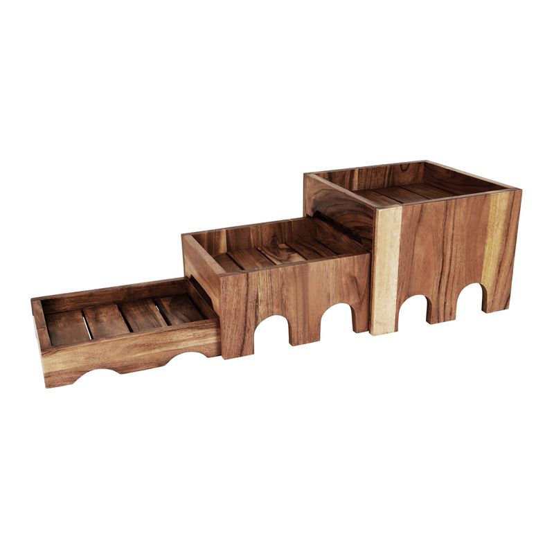 CHEF INOX SERVE 3-TIER NESTING BUFFET RISER SET ACACIA (*04774*) =  1 X SET