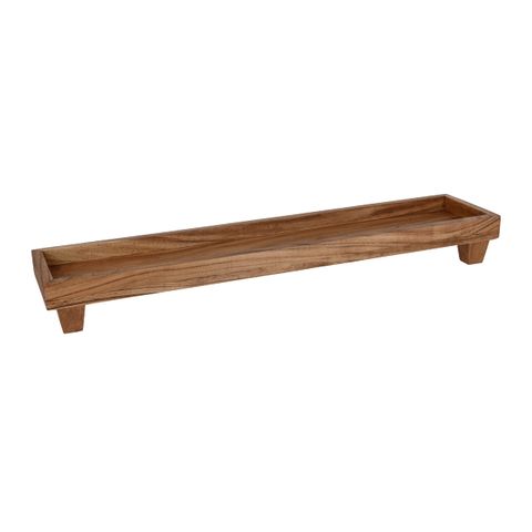 CHEF INOX SERVE RECT SERVER w/LEGS ACACIA 710x150x80mm (*04786*) = PACK OF 4 X EACHES