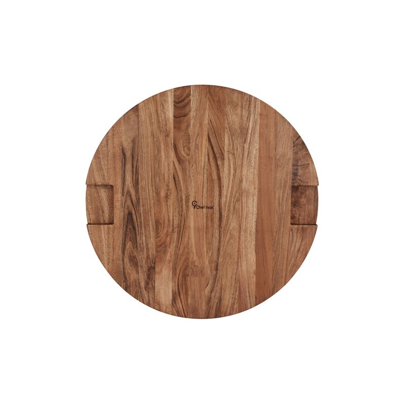CHEF INOX SERVE RND BUTCHERS BLOCK ACACIA w/INLAY&HDL 530mm (*04783*) =  1 X EACH