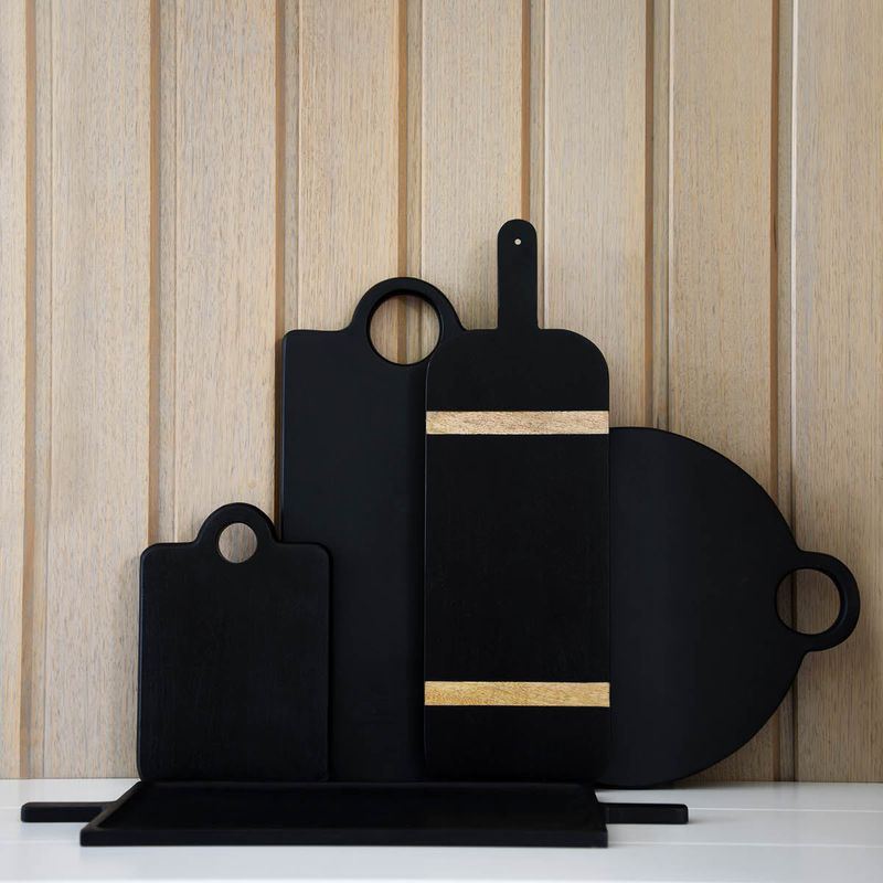 CHEF INOX SERVE RND FOOTED ACACIA DISPLAY STAND BLK 150x50mm (*04989*) = PACK OF 2 X EACHES