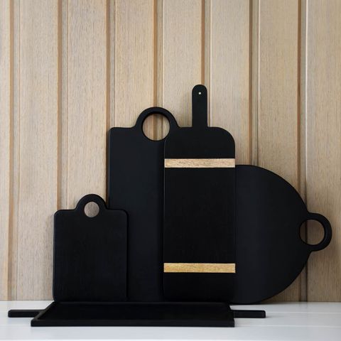 CHEF INOX SERVE RND FOOTED ACACIA DISPLAY STAND BLK 200x50mm (*04988*) = PACK OF 2 X EACHES