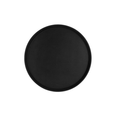CHEF INOX ROUND TRAY NON SLIP FIBREGLASS 400mm BLACK (*04296*) =  1 X EACH