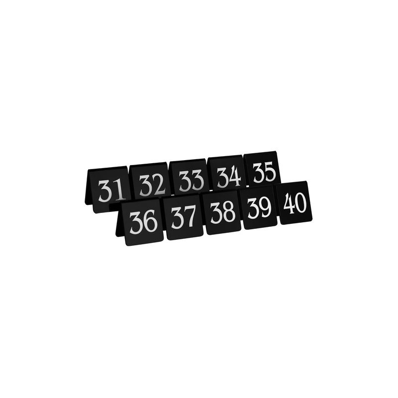 CHEF INOX TABLE NUMBER SET WHITE ON BLACK 75X55mm 31-40 (*08360BS3*) =  1 X SET