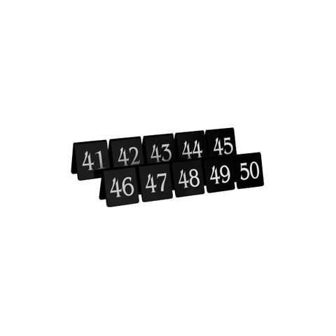 CHEF INOX TABLE NUMBER SET WHITE ON BLACK 75X55mm 41-50 (*08360BS4*) =  1 X SET
