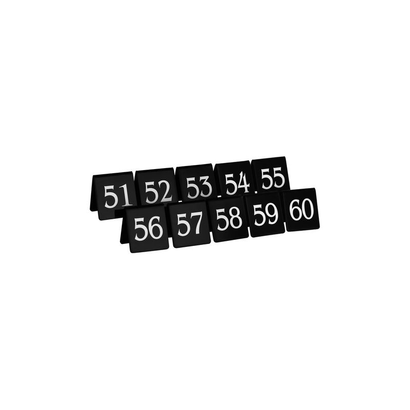 CHEF INOX TABLE NUMBER SET WHITE ON BLACK 75X55mm 51-60 (*08360BS5*) =  1 X SET