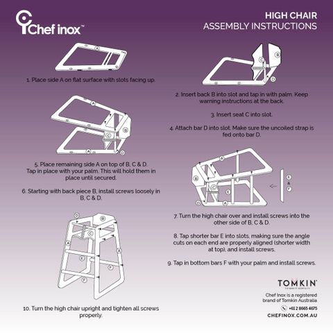 CHEF INOX HIGH CHAIR BLACK WOOD 513x502x733mm (*09803*) =  1 X EACH