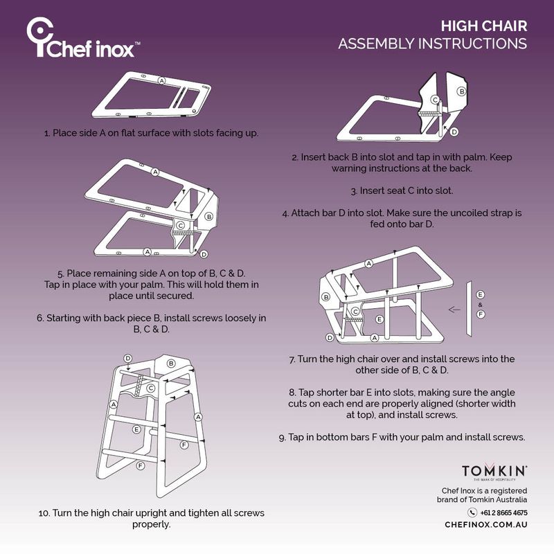 CHEF INOX HIGH CHAIR MAHOGANY WOOD 513x502x733mm (*09800*) =  1 X EACH