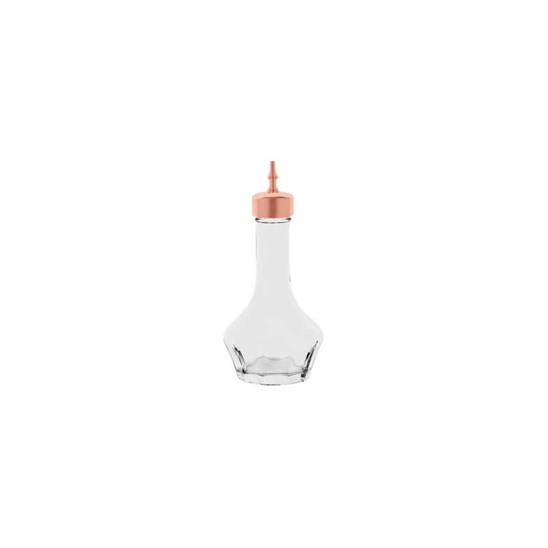ZANZI BITTERS BOTTLE GLASS w/ROSE GOLD TOP 56x120mm 50ml (*Z0897*) =  1 X EACH