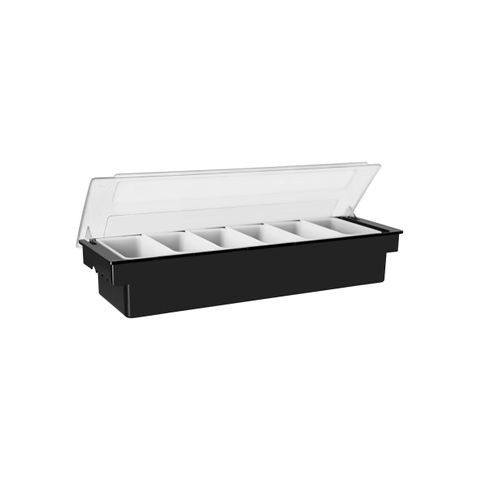 JIWINS CONDIMENT HOLDER 6-COMP BLACK PC/PP/ABS 500x160x90mm (*JW-B6B-BLACK*) =  1 X EACH