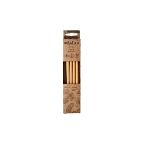 WILTSHIRE REUSEABLE BAMBOO STRAW 5PC SET (INCLUDES BRUSH) (*WLT43925*) = PACK OF 10 X SETS